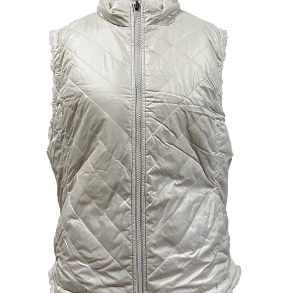Nicole Miller Women's Vest Jacket Reversible Pockets Ivory 3X NWT